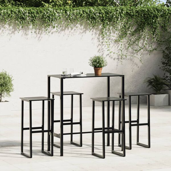 vidaXL Bar Stools 4 pcs Black 38x38x80 cm Powder-coated Steel