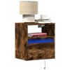 vidaXL Wall-mounted Bedside Cabinet with LED Lights Smoked Oak
