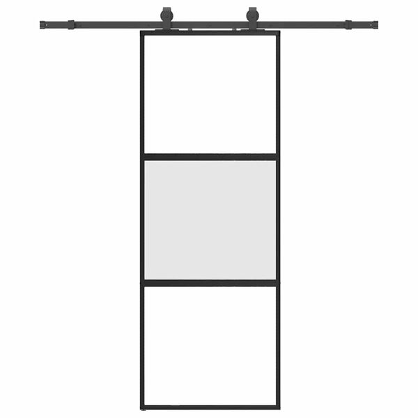 vidaXL Sliding Door with Hardware Set Black 76x205 cm Tempered Glass