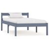vidaXL Bed Frame without Mattress Grey Solid Pine Wood 90x200 cm