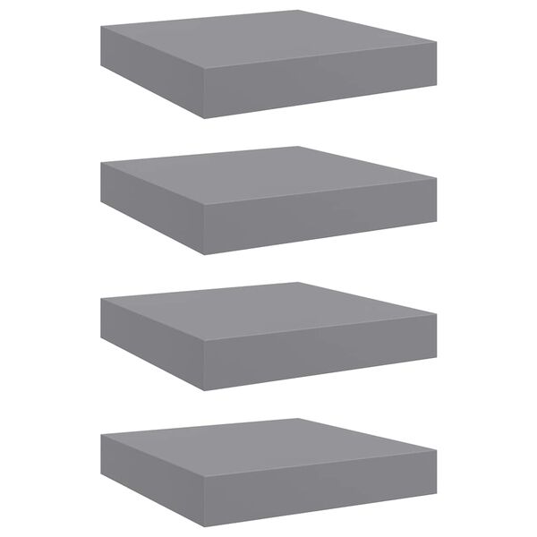 vidaXL Floating Wall Shelves 4 pcs Grey 23x23.5x3.8 cm MDF