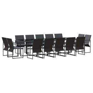 vidaXL Garden Dining Set 15 pcs Black Steel