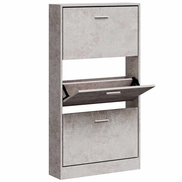 vidaXL Shoe Cabinet Concrete Grey 59x17x108 cm Engineered Wood