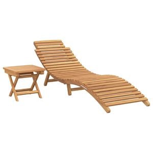 vidaXL Sun Lounger Folding 2 pcs Brown Solid Teak Wood