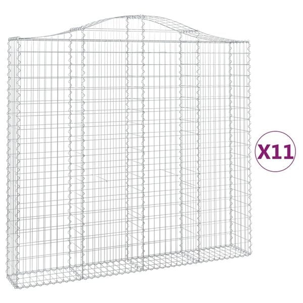 vidaXL Arched Gabion Baskets 11 pcs 200x30x180/200 cm Galvanised Iron