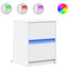 vidaXL Bedside Cabinet with LED Lights White Engineered Wood
