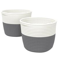 vidaXL Storage Baskets 2 pcs Grey and White Ø24x18 cm Cotton