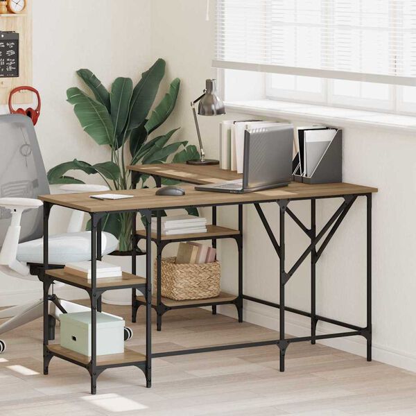 vidaXL Desk Artisan Oak 139 x 139 x 75 cm Engineered Wood