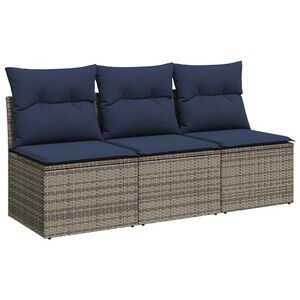 vidaXL Garden Sofa with Cushion 7 pcs Grey and beige Poly rattan