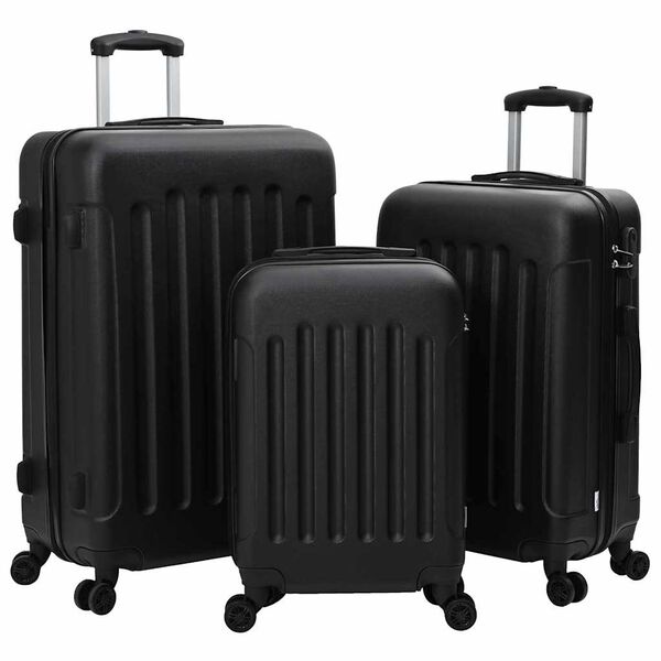 vidaXL Suitcase Set 3 pcs Black 50 x 31 x 78 cm ABS Plastic and Steel