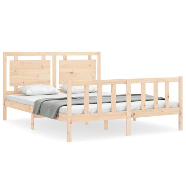 vidaXL Bed Frame without Mattress King Size Solid Wood Pine