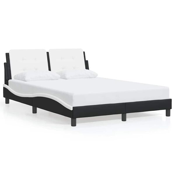 vidaXL Bed Frame without Mattress "Zadar" Black and White 140x190 cm Faux Leather