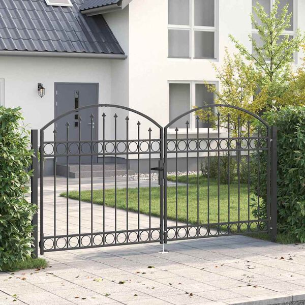 vidaXL Fence gate with Lock Grey 300 x 150 cm Steel