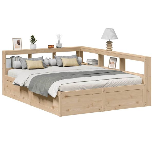 vidaXL Bookcase Bed without Mattress 140x200cm Solid Wood Pine