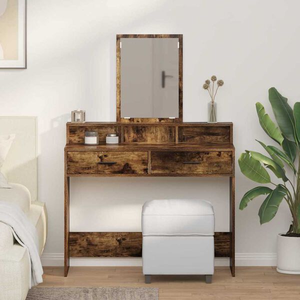 vidaXL Dressing Table Smoked Oak 100 x 41 x 140 cm Engineered Wood