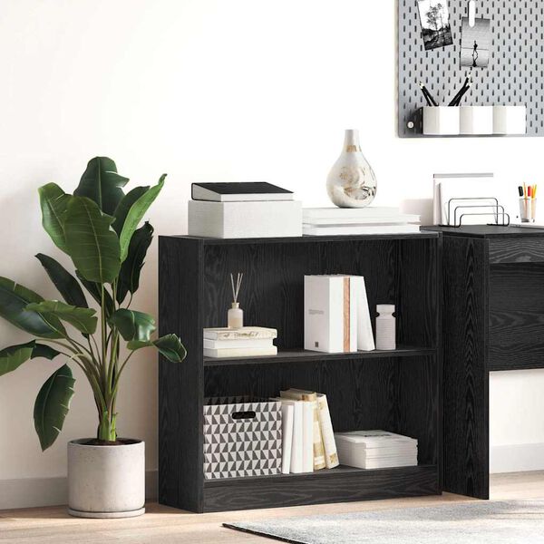 vidaXL Bookshelf Black Oak 80 x 24 x 76 cm Engineered Wood