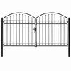 vidaXL Fence Gate Double Door with Arched Top Steel 300x175 cm Black