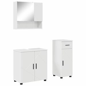 vidaXL Bathroom Furniture Set with Drawer 3 pcs High Gloss White