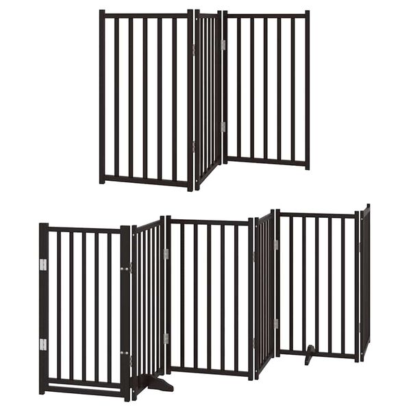 vidaXL Dog Gate with Door Foldable 12 Panels Black 600 cm Poplar Wood