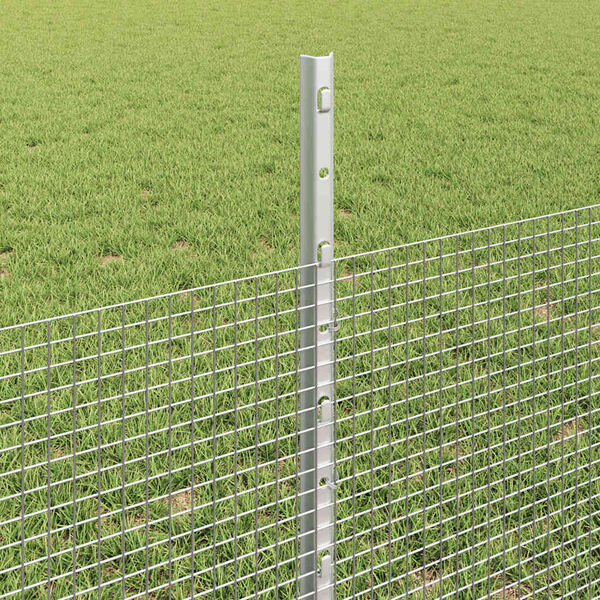vidaXL Fence with Post Silver 0.5 x 25 m Steel