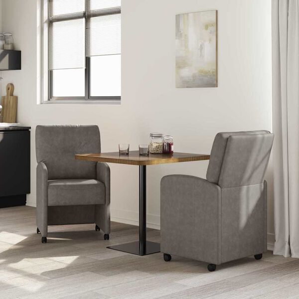 vidaXL Dining Chairs 2 pcs Grey 57 x 67 x 95 cm Faux leather