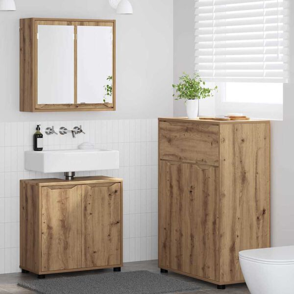 vidaXL Bathroom Furniture Set Manual 3 pcs Artisan Oak Engineered Wood