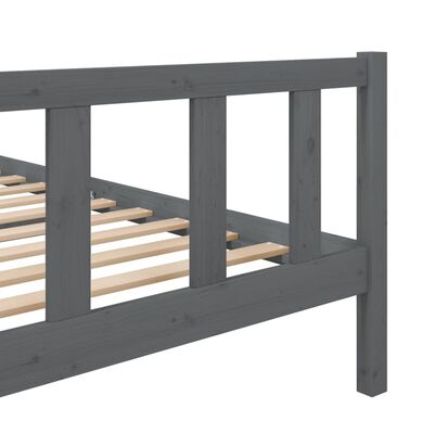 vidaXL Bed Frame Grey 135x190 cm Double Solid Wood