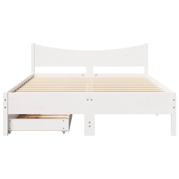 vidaXL Bed Frame with Drawers White 120x200 cm Solid Wood Pine
