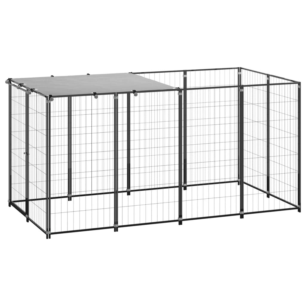 vidaXL Dog Kennel Black 2.42 m Steel
