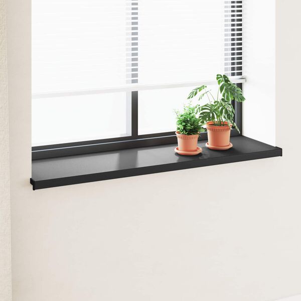 vidaXL Window Sill Black with Wood Grain 120 x 40 x 4.5 cm PVC