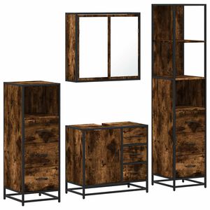 vidaXL 4&nbsp;Piece Bathroom Furniture Set&nbsp;Smoked Oak Engineered Wood