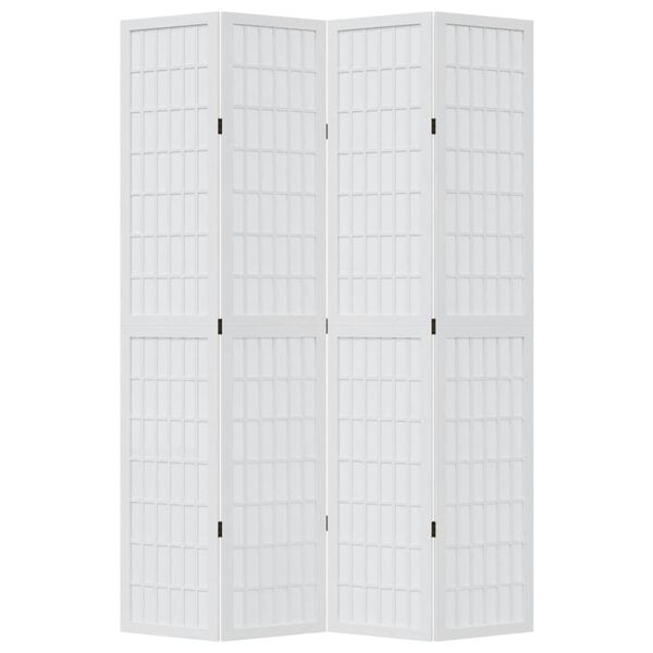 vidaXL Room Divider 4 Panels White Solid Wood Paulownia