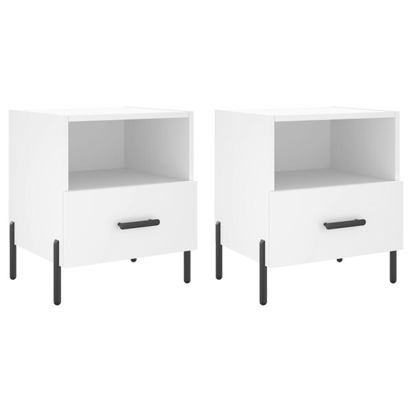 vidaXL Bedside Cabinets 2 pcs White 40x35x47.5 cm Engineered Wood