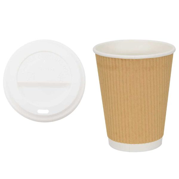 vidaXL Paper Coffee Cups with Lids 1000 pcs 16oz 400ml