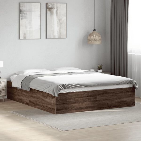 vidaXL Bed Frame without Mattress Brown Oak 150x200 cm King Size
