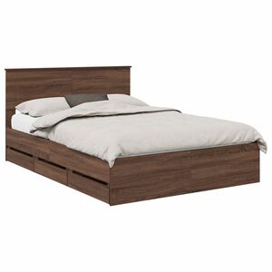 vidaXL Bed Frame with Drawer Brown Oak 150 x 200 cm Engineer Wood