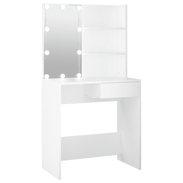 vidaXL Dressing Table with LED White 74.5x40x141 cm