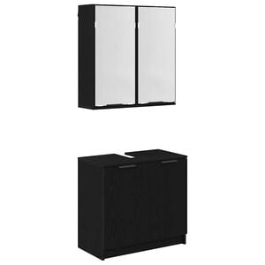 vidaXL Bathroom Cabinet Set 2 pcs Black Oak Engineered Wood