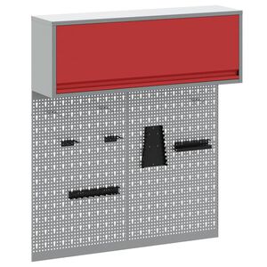 vidaXL Tool Cabinet Set with Shelf 3 pcs Red Powder-Coated Steel