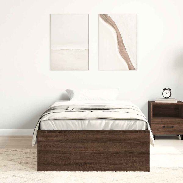 vidaXL Bed Frame without Mattress Brown Oak 100x200 cm