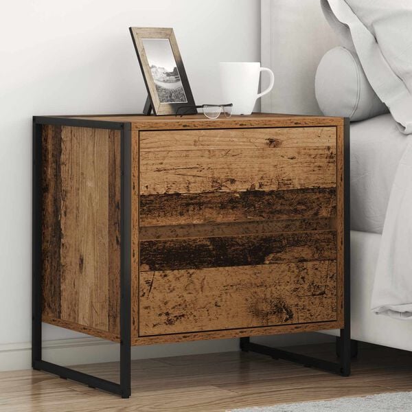 vidaXL Bedside Table Old Wood 50 x 39.5 x 50 cm Engineered Wood