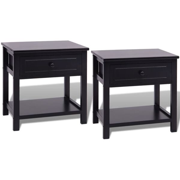 vidaXL Bedside Cabinets 2 pcs Wood Black