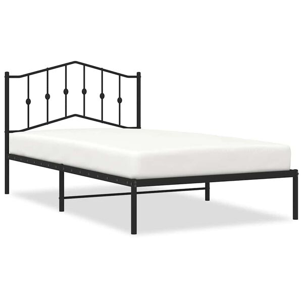 vidaXL Metal Bed Frame without Mattress with Headboard Black 100x200cm