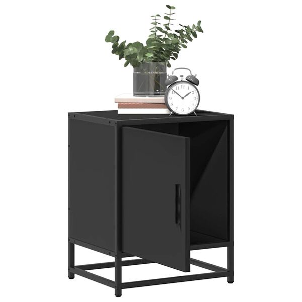 vidaXL Bedside Cabinet Black 40x31x50 cm Engineered Wood and Metal