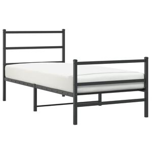 vidaXL Metal Bed Frame without Mattress with Footboard&nbsp;Black 90x200cm