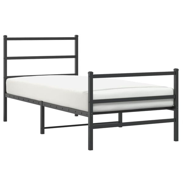 vidaXL Metal Bed Frame without Mattress with Footboard&nbsp;Black 90x200cm