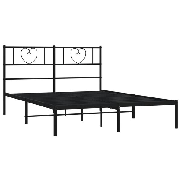 vidaXL Metal Bed Frame without Mattress with Headboard Black 140x190cm