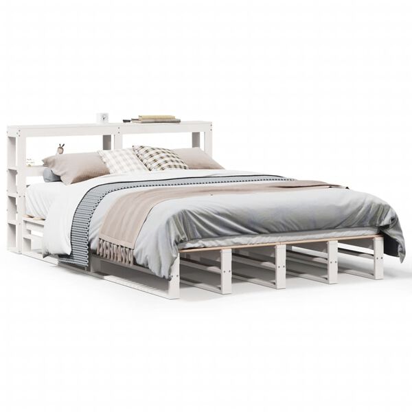 vidaXL Bed Frame without Mattress White 140x200 cm Solid Wood Pine