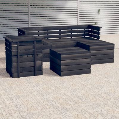 vidaXL 6 Piece Garden Pallet Lounge Set Solid Pinewood Dark Grey