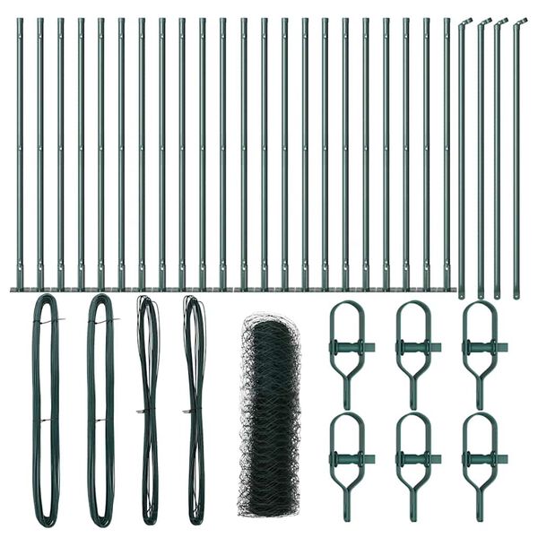 vidaXL Fence Post Green 50 x 1 m (36 mm mesh) Steel and PVC